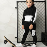 Onyx Detailed Hoodie & Trackpant Set - Black & White