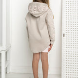 Opal Embossed Print Detail Hoodie - Pebble