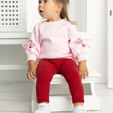 Scarlett Ribbed Fleece Leggings - Cherry