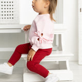 Scarlett Pink Bow Crew & Cherry Legging Set