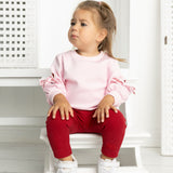 Scarlett Pink Bow Crew & Cherry Legging Set