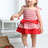 Poppy Check Ruched Summer Layered Dress