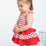 Poppy Check Ruched Summer Layered Dress