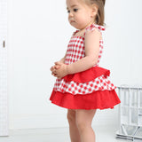 Poppy Check Ruched Summer Layered Dress