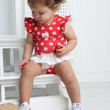 Poppy Red Print Tulle  Bodysuit