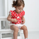 Poppy Red Print Tulle  Bodysuit