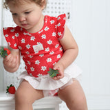 Poppy Red Print Tulle  Bodysuit