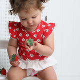 Poppy Red Print Tulle  Bodysuit