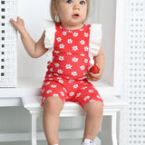 Poppy Flower Red Print Frill Top