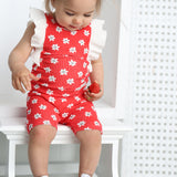 Poppy Flower Red Print Frill Top