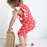 Poppy Flower Red Print Frill Top
