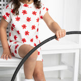 Poppy Flower White Print Shorts