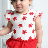 Poppy White Print Tulle Bodysuit