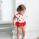 Poppy White Print Tulle Bodysuit
