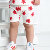Poppy Flower White Print Shorts