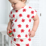 Poppy Flower White Print Shorts