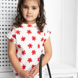 Poppy Flower White Print Top