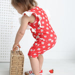 Poppy Short & Top Flower Red Set-Cracked Soda