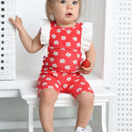 Poppy Short & Top Flower Red Set-Cracked Soda