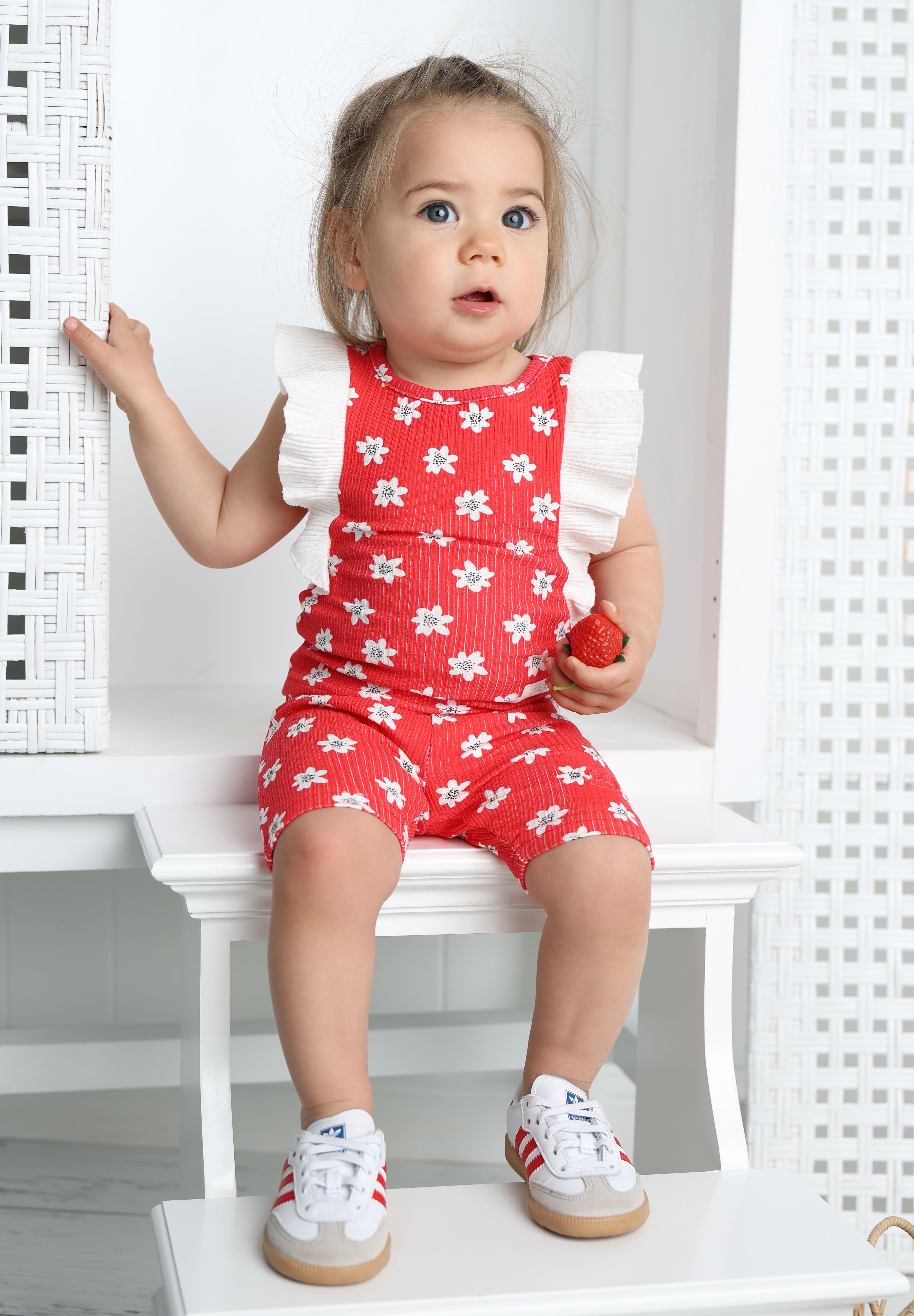 Poppy Short & Top Flower Red Set-Cracked Soda