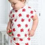 Poppy Flower White Tee & Short Set-Cracked Soda