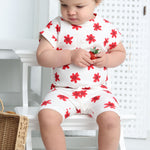Poppy Flower White Tee & Short Set-Cracked Soda
