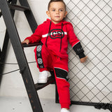 Sammy Detailed Strip Hoodie - Red
