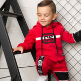 Sammy Detailed Strip Hoodie - Red