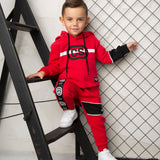 Sammy Detailed Strip Hoodie - Red