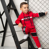 Sammy Detailed Strip Hoodie - Red