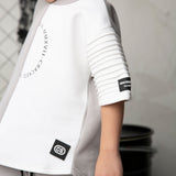 River Detail Sleeve Tee - Cloud/White