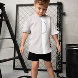 River Detail Sleeve Tee - Cloud/White