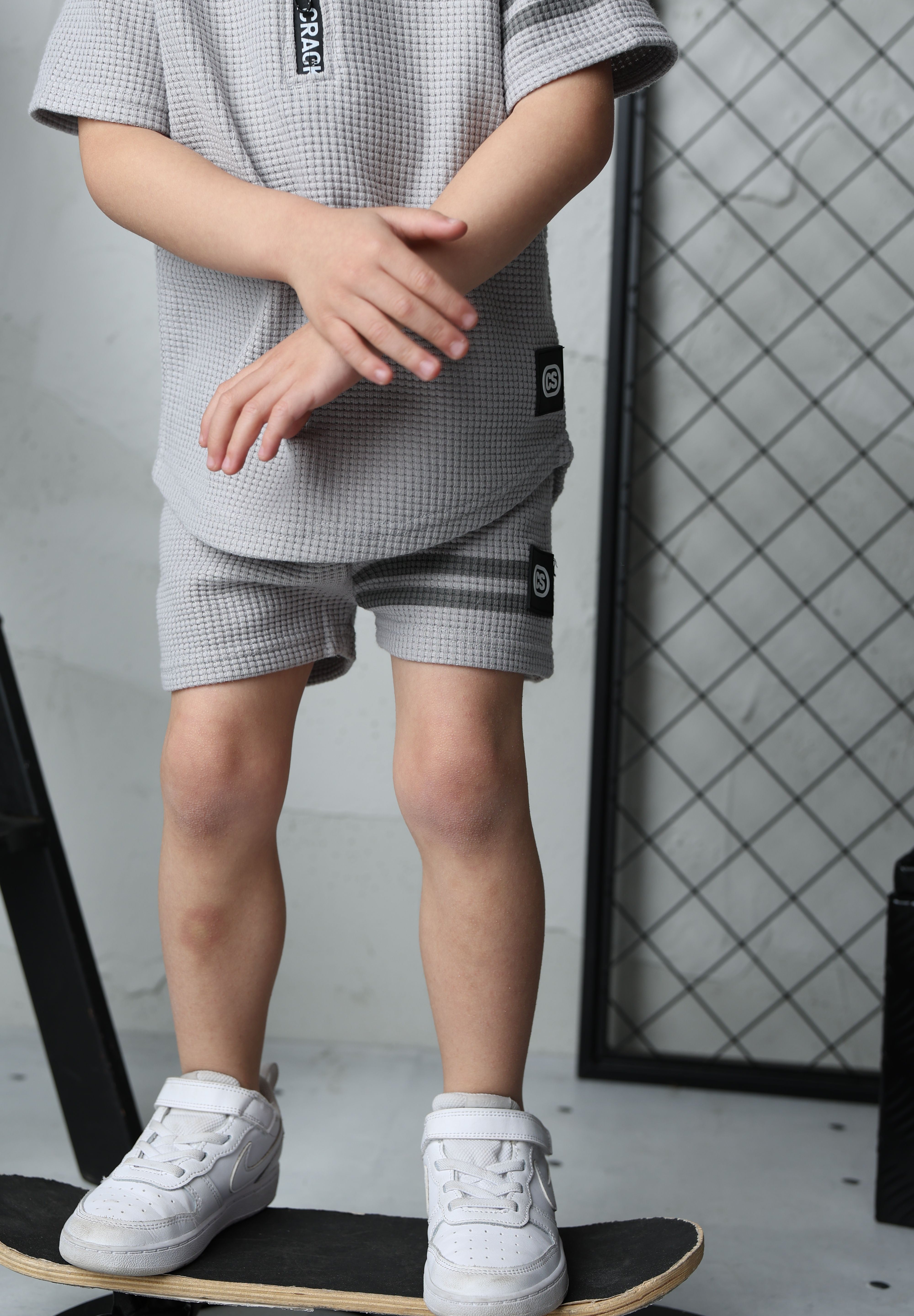 Sammy Waffle Polo & Short Set-Cracked Soda