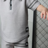 Sammy Waffle Polo & Short Set-Cracked Soda