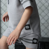 Sammy Waffle Polo & Short Set-Cracked Soda