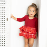 Scarlett Fleece Ribbed Bodysuit Check Dress