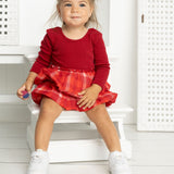Scarlett Fleece Ribbed Bodysuit Check Dress