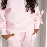 Scarlett Bow Crew & Pant Set - Pink
