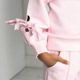 Scarlett Bow Crew & Pant Set - Pink