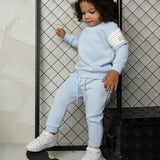 Storm Embossed Crew & Trackpant Set - Blue