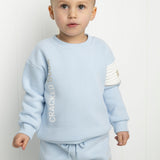 Embossed Crew & Trackpant Set Blue