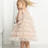 Talia Layered Tulle Dress - Pebble