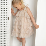 Talia Layered Tulle Dress - Pebble
