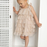 Talia Layered Tulle Dress - Pebble
