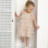 Talia Layered Tulle Dress - Pebble