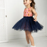 Summer Flower Straight Tutu - Navy