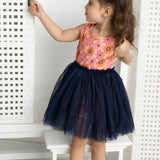 Summer Flower Straight Tutu - Navy