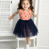 Summer Flower Straight Tutu - Navy