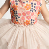 Summer Flower Shredded Tutu - Beige