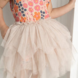 Summer Flower Shredded Tutu - Beige